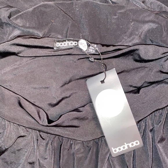 Boohoo multi-way maxi black dress stretch material side slit flying dress Greece - Picture 3 of 4